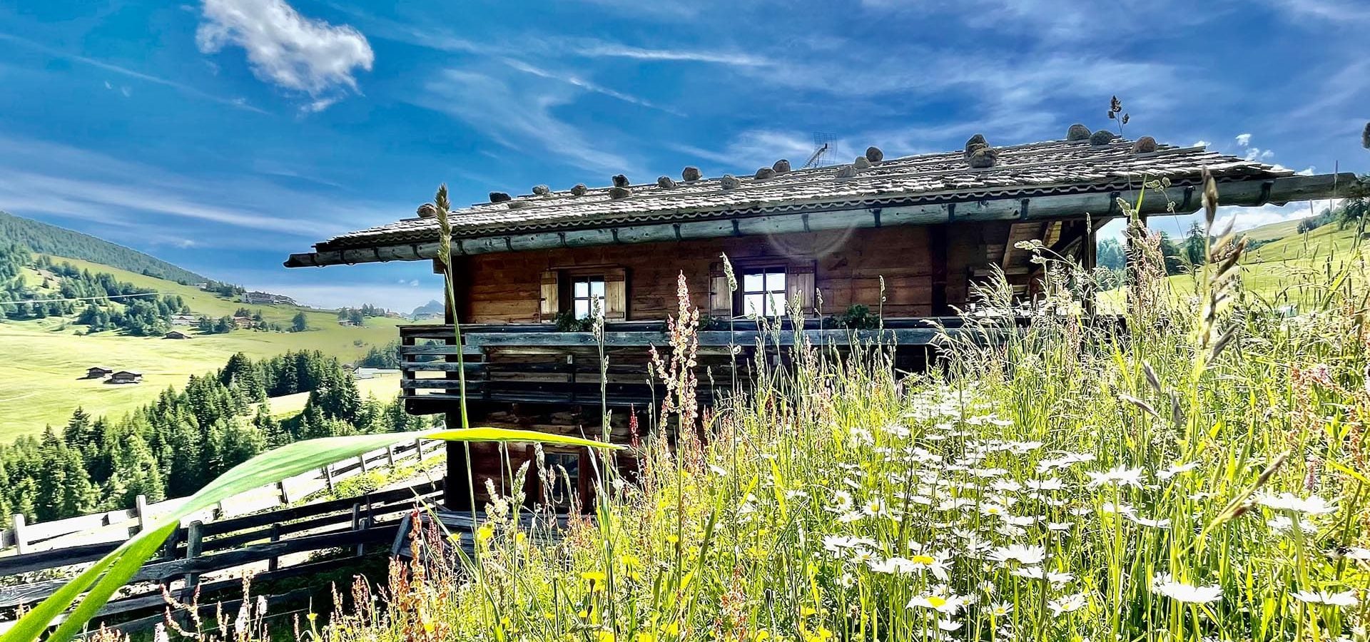 almhuette in suedtirol auf der seiser alm