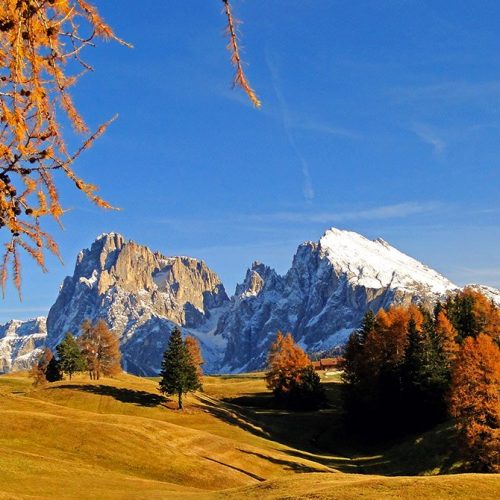 wandern auf der seiser alm im herbsturlaub